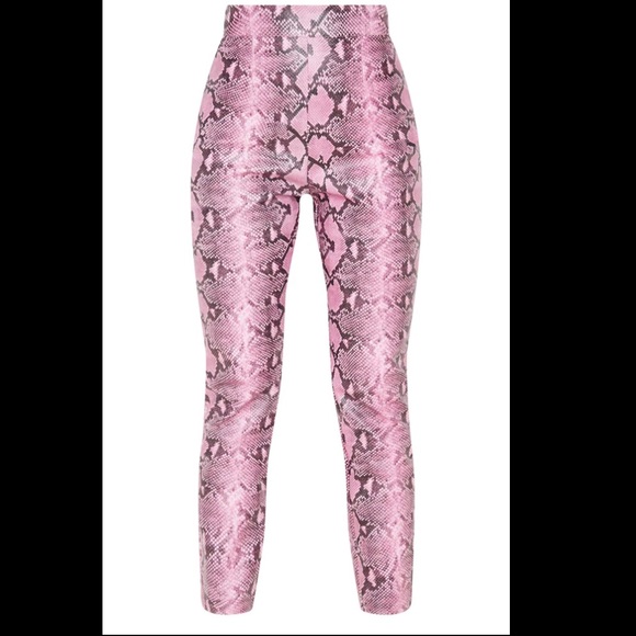 PrettyLittleThing Pants - Pink Snake Print Skinny Pant
